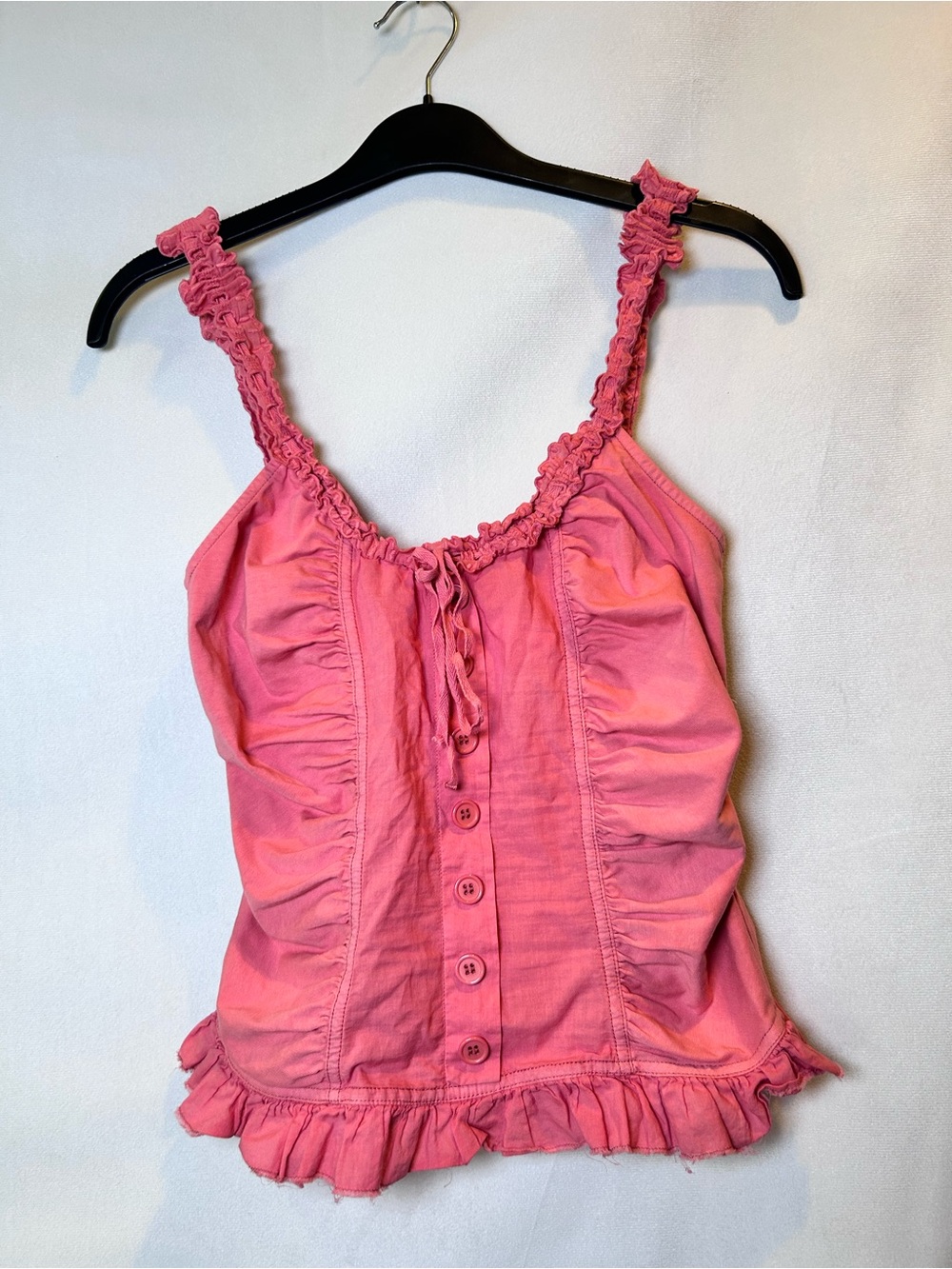 Kimchi Blue Aimee Ruffle Button-Front Corset Tank Top Coquette Size S Peach - Picture 4 of 13
